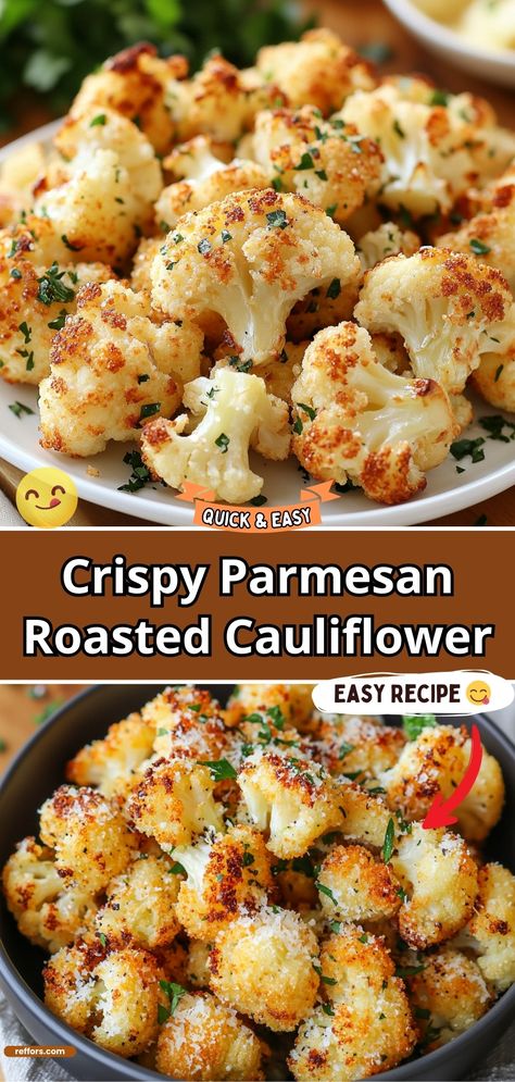 Crispy Parmesan Roasted Cauliflower Cheesey Cauliflower Bake Low Carb, Cauliflower Parmesan Recipes, Yummy Cauliflower Recipes, Healthy Delicious Side Dishes, Crispy Parmesan Cauliflower Bites, Parmesan Recipes Healthy, Veggie Sides For Dinner, Pan Roasted Cauliflower, Parmasean Cauliflower