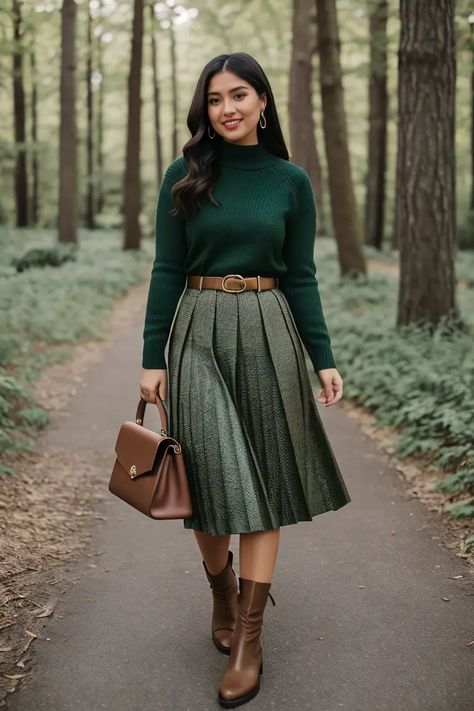 20 Stylist Midsize Fall Outfit Ideas for 2024 Jw Field Service Outfit, Olive Winter Outfit, Fall Fashion Ideas 2024, Fall Outfit Skirt Boots, Fall Dress Styling, Fall Outfit Size 12, Fall Midi Skirt Outfits With Boots, Fall Thanksgiving Outfits For Women, Work Outfit Inspo Winter