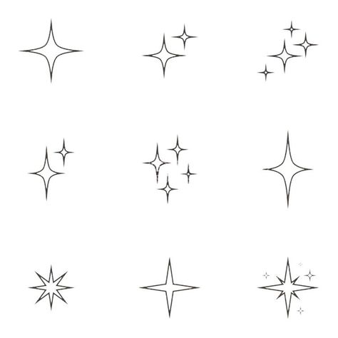 Tiny Starburst Tattoo, Star Emoji Tattoo, Little Star Tattoo Simple, Small Star Tattoo Designs, Simple Star Tattoo Design, Sparkle Emoji Tattoo, Simple Stars Tattoo, Tiny Filler Tattoos, Estrellitas Tattoo