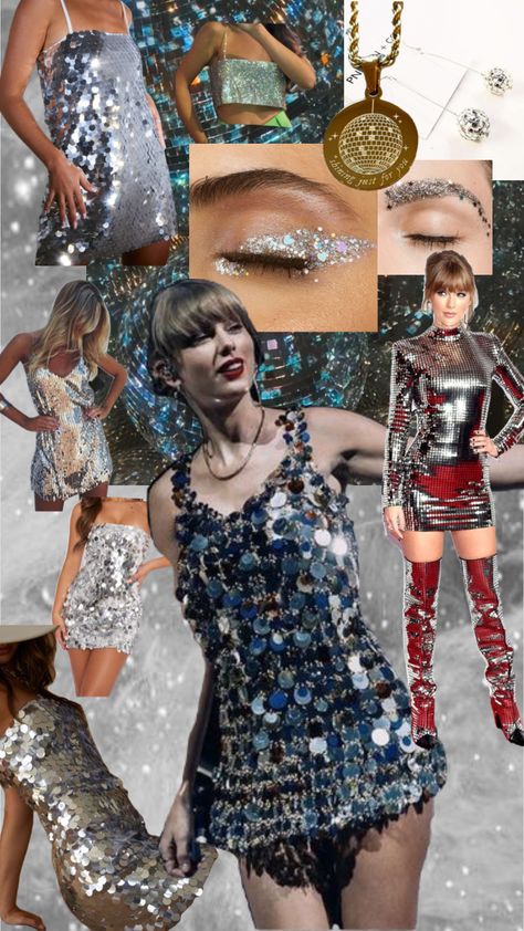 Taylor Swift Disco Ball Dress, Mirrorball Taylor Swift Eras Tour Outfit, Taylor Swift Eras Tour Outfits Mirrorball, Folklore Mirrorball Outfit, Silver Eras Tour Outfit, Mirrorball Outfit Ideas, Eras Tour Mirrorball Outfit, Eras Tour Outfits Mirrorball, Taylor Swift Mirrorball Outfit