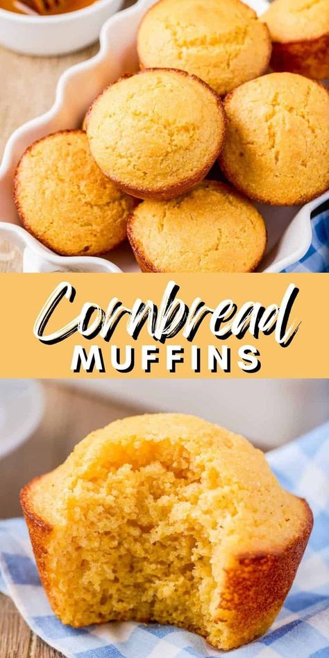 My cornbread muffins are a quick and easy snack or side dish perfect for Thanksgiving or any holiday gathering. These simple, baking-friendly treats are a delightful appetizer option, offering a comforting taste of Southern tradition in a convenient, handheld form. Whip up a batch in no time to complement your holiday feast or enjoy as a satisfying, savory snack anytime. Best Cornbread Muffins, Easy Cornbread Muffins, Sweet Cornbread Muffins, The Best Cornbread, Best Cornbread, Cornbread Muffins Recipe, Buttermilk Cornbread, Southern Cornbread, Cornbread Muffins