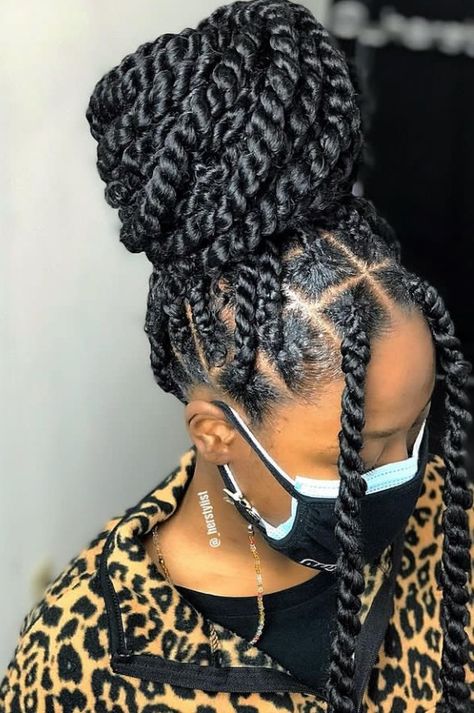 Twisting Hairstyles With Attachment, Big Twisting Braids, Senegalese Twist Braids Large, Marly Twist Jumbo, Large Twist Braids Hairstyles, Afrotwists Hairstyles, Thick Twist Braids Hairstyles, Thick Twist Braids, Passion Twists Styles