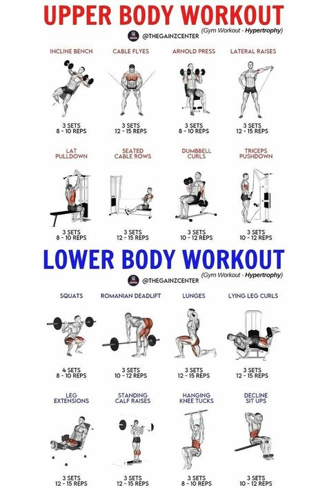 Upper And Lower Body Workout Gym, Upper Body Strength Workout Gym, Full Body Workout At Gym Man, Upper Body Lower Body Workout Plan, Mix Workout For Men, Upper Body Body Weight Exercises, Upper Lower Body Split Workout Plans, Upper Body And Lower Body Workout, Strength Training Upper Body Workout