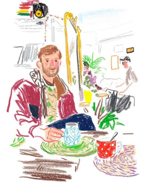 Quick Illustration, Cafe Illustration, Late Morning, 심플한 그림, Late Art, Color Pencil Illustration, Crayon Drawings, Art Mignon, Oil Pastel Art