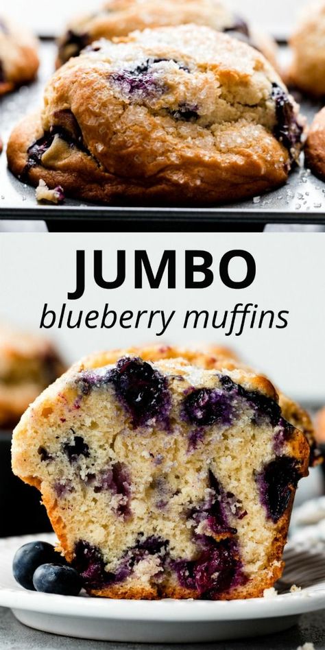 Jumbo Muffin Recipes, Jumbo Blueberry Muffins, Moist Blueberry Muffins, Bakery Style Blueberry Muffins, Bakery Muffins, Breakfast Muffin, Best Blueberry Muffins, Jumbo Muffins, Bakery Style Muffins