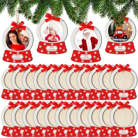 PRICES MAY VARY. Bulk Christmas Picture Frame Ornaments: you will receive 24 pcs Christmas Photo ornaments with beautiful bows and vintage ropes, cute Christmas hanging ornaments are nice for tree or awesome gifts for family Suitable Size for Christmas Ornaments: our wooden Christmas photo ornament frames are about 4.5 x 3.5 inches/11.4 x 8.8cm for the outer frame, and its inner frame size is about 5.7 x 5.7 cm/ 2.2 x 2.2 inches, which can put the suitable picture and photo, these Lightweight Ch Christmas Tree Picture Frame Ornaments, Picture Tree Ornaments, Diy Photo Ornaments Gift Ideas, Pom Pom Christmas Ornaments, Picture Ornaments For Kids, Diy Photo Ornaments Christmas, Toddler Christmas Gifts For Parents, Picture Ornaments Diy, Christmas Photo Craft