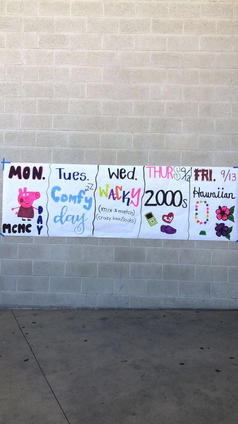 Grade Wars Spirit Week, Creative Spirit Week Ideas, Senior Year Spirit Week, Spirt Days Ideas Highschool, Homecoming Days Spirit Weeks, Spirit Week Ideas Middle School, Middle School Spirit Week Ideas, Spirit Day Ideas Highschool, Valentines Spirit Week Ideas