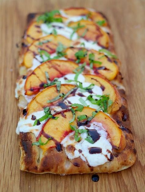 Mozzarella Flatbread, Prosciutto Flatbread, Peach Basil, Basil Mozzarella, Pizza Appetizers, Tastes Better From Scratch, Balsamic Reduction, Flatbread Recipes, Pizza Recipes Homemade