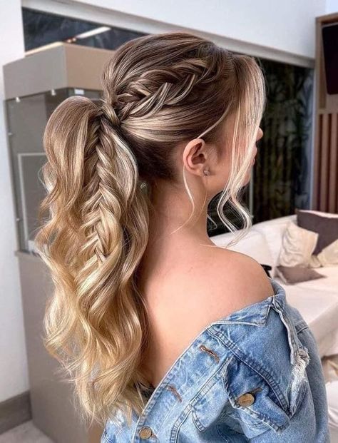 Girls School Hairstyles, Medieval Hairstyles, French Braid Ponytail, Cute Hairstyles For School, Cute Simple Hairstyles, Braided Ponytail Hairstyles, Long Hair Wedding Styles, Ponytail Styles, Braided Ponytail