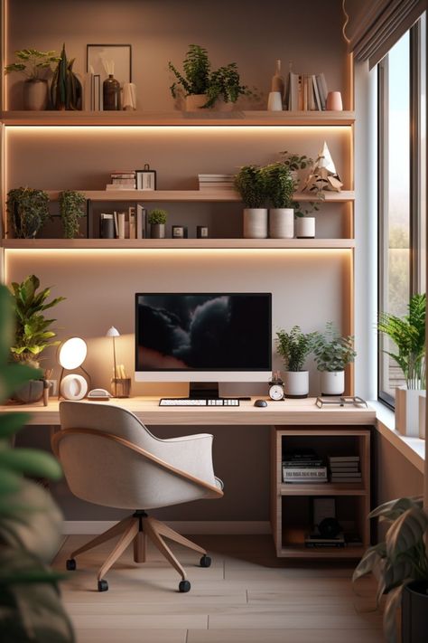 small home office cozy desk setup office desk decor for work cozy desk Home Office Corner Built Ins, Relaxing Home Office Ideas, Wfh Space, Moody Office, Natural Office, Pocket Office, Office Vibes, Photography House, California Life