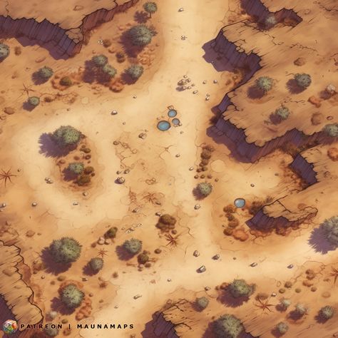 Desert/sandy DnD Battlemap Dessert Dnd Map, Dnd Desert Battle Map, Dnd Desert Map, Desert Battlemap, Desert Dnd, Sci Fi Base, Desert Map, West Map, Edge Of The Empire