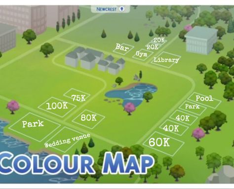 Newcrest Sims 4 Ideas Map, Sims 4 Build Challenges, Sims 4 Town Layout Newcrest, Sims 4 World Map Layout, Sims 4 Newcrest Map Layout, Sims 4 Newcrest Map Layout Ideas, Sims Town Layout, New Crest Sims 4 Map Ideas, Newcrest Sims 4 Layout Ideas