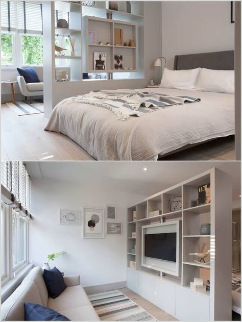 Idea Bilik Tidur, Small Studio Apartment Design, Diy Small Apartment, Reka Bentuk Bilik Tidur, Apartemen Studio, Små Rum Lidt Plads, Hiasan Dalaman Rumah, Reka Bentuk Dalaman, Hiasan Bilik Tidur