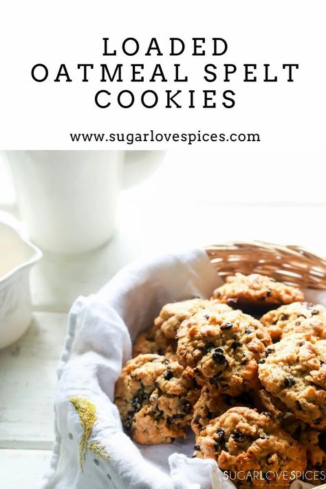 Spelt Cookies Healthy, Spelt Cookies, Loaded Oatmeal, Oaty Biscuits, Spelt Flour Recipes, Type Of Chocolate, Spelt Recipes, Food Portfolio, Best Oatmeal Cookies