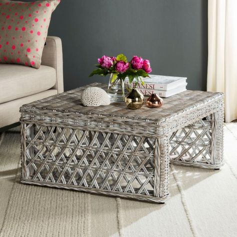 Wicker Coffee Table, Rattan Table, Rattan Coffee Table, Wicker Table, Wicker Decor, Coffee Table White, Coffee Table Wayfair, Furniture Layout, Coffee Table Square