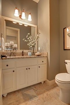 Powder Room Design Ideas, Pictures, Remodels and Decor Bathroom Remodel Tan Countertop, Small Tan Bathroom Ideas, Bathroom Ideas Tan Tile, Bathroom With Tan Countertop, Creamy Bathroom Ideas, Neutral Bathrooms Ideas, Bathroom Tan Countertop, White And Tan Bathroom Ideas, Tan Bathroom Countertop