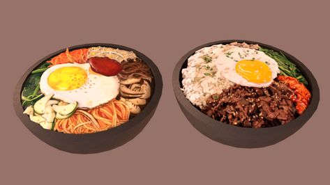 Bibimbap Bowls, Meal Bowls, Sims 3 Custom Content, Sims 4 Kitchen, Sims 4 Traits, Sims 4 Cas Mods, Play Sims 4, Muebles Sims 4 Cc, The Sims 4 Pc