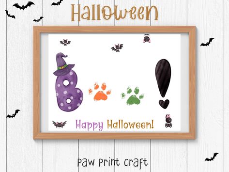 Are you looking for a perfect Halloween footprint/paw print activity? This charming printable is a wonderful addition to your homeschooling art projects, children's fall activities, or preschool programs for autumn festivals and church gatherings. Crafted for easy use, it's available in US Letter size. Just print this cute design, capture your child's footprints or pet's paw prints and showcase your creation with pride. Perfect for kids aged 0-5, this simple yet fun craft encourages creativity a Dog Print Halloween Craft, Paw Print Halloween Art, Halloween Dog Crafts, Footprint Halloween Art, Homeschooling Art Projects, Paw Print Art Diy, Dog Paw Print Craft, Paw Print Crafts, Homeschool Art Projects