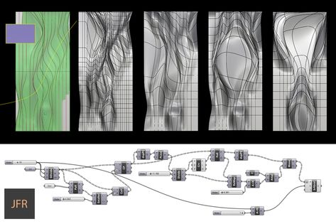 JFR - Spreading surface - Grasshopper Grasshopper Images, Grasshopper 3d, Rhino Grasshopper, Grasshopper Rhino, Space Tourism, Parametric Architecture, Generative Design, Concept Diagram, Digital Fabrication