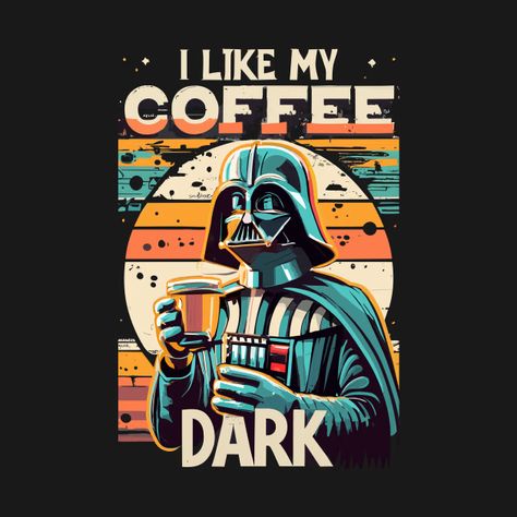 Batman Coffee, Coffee Posters, Coffee Cartoon, Retro Sci Fi, Star Wars Stickers, Scratchboard Art, Cuadros Star Wars, Retro Coffee, Coffee Illustration