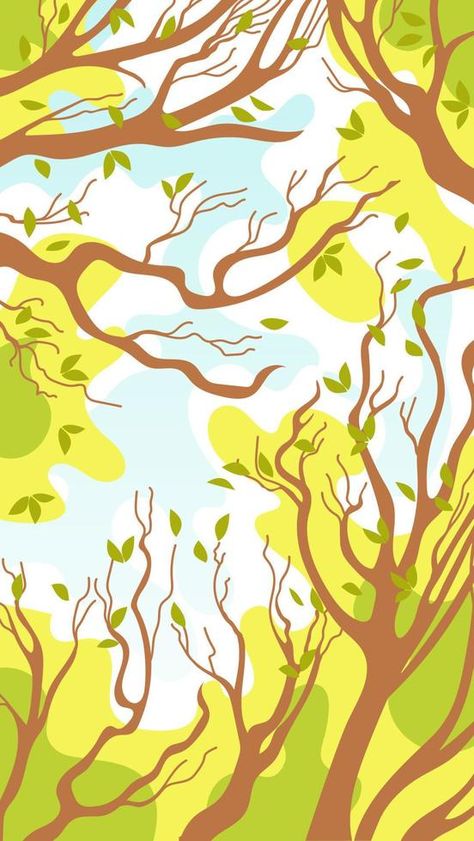 Spring landscape. Tree crowns with young foliage, blue sky, white clouds. Vector illustration for stories, posters, postcards, banners, design elements, printing on fabric Blue Sky White Clouds, Banners Design, Tree Canopy, Spring Landscape, Tree Illustration, Fabric Printing, Graphic Elements, White Clouds, Graphic Illustration