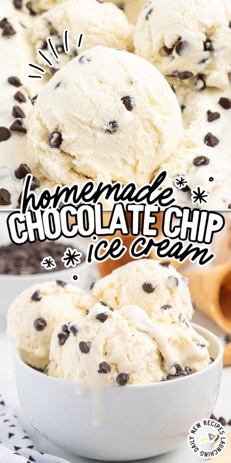 Ninja Creami Chocolate Chip Ice Cream, Homemade Chocolate Chip Ice Cream, Best Homemade Ice Cream Recipe, Chocolate Ice Cream Recipe Machine, Cuisinart Ice Cream Maker Recipes Easy, Homemade Chocolate Ice Cream Recipes, Ice Cream Recipes For Ice Cream Maker, Simple Homemade Ice Cream, Ice Cream Chocolate Chip