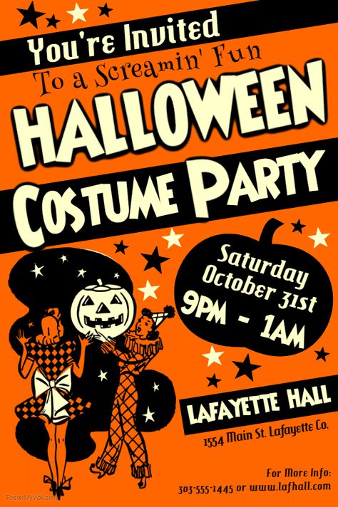 Halloween Costume Party Template. Click on the image to customize on PosterMyWall. Free Halloween Costumes, Halloween Block Party, Halloween Dance Party, Halloween Invitaciones, Contest Poster, Halloween Party Flyer, Costume Party Invitations, Halloween Dance, Halloween Templates