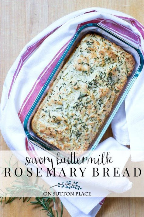 This Savory Rosemary Buttermilk Quick Bread Recipe is the perfect addition to any meal. Simple to make, moist and flavorful quick bread with cheese. Buttermilk Quick Bread, Bread With Cheese, Buttermilk Bread, Rosemary Bread, Quick Bread Recipe, Savory Breads, Buttermilk Recipes, Savory Bread, Savoury Baking