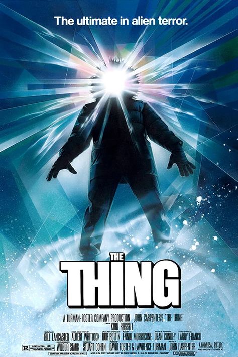 One of the first horror movies I watched all the way through and it has become my favourite horror film for many reasons, some of the best practical effects in film, incredibe writing that builds suspense all the way through, once the concept is introduced, you have no idea who to trust and the characters are written to act like real people ( unlike most horror films) a great classic and all together an amazing film. Classic Horror Movies Posters, The Thing 1982, Movie Decor, Kurt Russell, Horror Posters, John Carpenter, Classic Horror Movies, Horror Movie Posters, 80s Movies