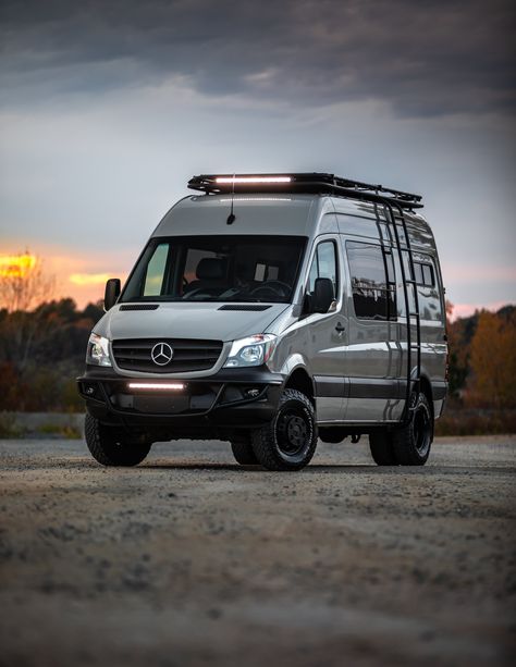 NorthStar custom 4x4 sprinter van pictured in front of mountains Mercedes Sprinter 4x4 Camper, Sprinter Van Conversion Layout, Mercedes Camper Van, Sprinter Motorhome, 4x4 Mercedes, Mercedes Sprinter Camper Van, Sprinter Van Camper, Van Conversion Layout, Mercedes Sprinter 4x4