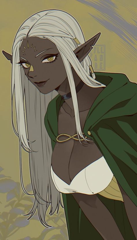 Dnd Elves, Dungeon Meshi, Elf Art, Dark Elf, Black Artwork, Fantasy Rpg, Anatomy Art, Female Character Design, Dnd Characters