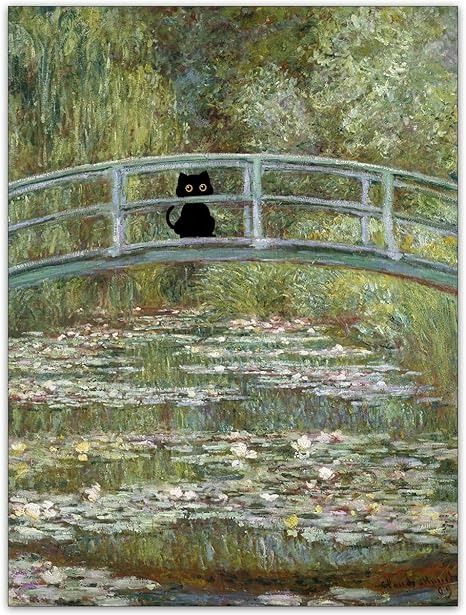 Amazon.com: CAXIYSH Monet Water Lily Cat Poster Vintage Black Cat Wall Art Funny Canvas Picture Famous Oil Paintings Art Prints for Aesthetic Room Wall Decor 12x16 inch Unframed: Mixed Media Vintage Cat Painting, Cat Poster Aesthetic, Simple Cat Painting, Cat Poster Vintage, Aesthetic Room Wall Decor, Vintage Cat Poster, Famous Oil Paintings, Famous Art Paintings, Lily Cat