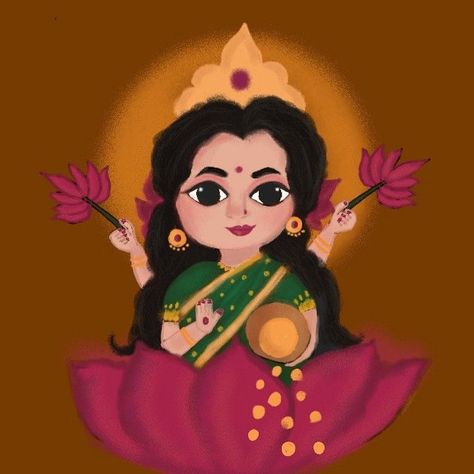 Cute Lakshmi Goddess Cartoon, Rangoli Designs Lakshmi Mata, Dhanteras Creative Decoration, Goddess Lakshmi Rangoli Designs, Maa Laxmi Rangoli Design, Maa Laxmi Rangoli, Laxmi Devi Rangoli Designs, Anime Rangoli, Lakshmi Maa Rangoli