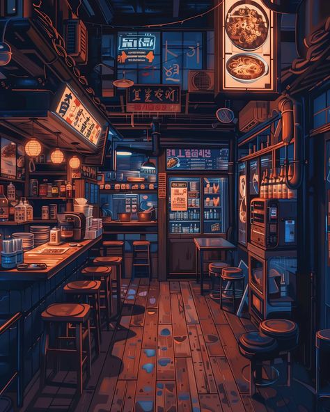 warm lights and a small pub = vibe 🍻 🍛🍣🍢 ⠀⠀⠀⠀⠀⠀⠀⠀⠀ 🔗 #chillvibes 🔗 #studioghibli 🔗 #nostalgia 🔗 #animelover 🔗 #cozy 🔗 #goodmood 🔗 #lofi 🔗 #japanlover Cozy Fantasy Art, Lofi Coffee Shop, Class Of 3000, Lofi Vibes, Lofi Art, Lofi Aesthetic, Aesthetic Graphics, Banner Ideas, Cover Wallpaper