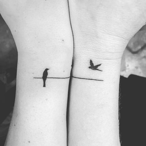 Bird Tattoos For Couples, Matching Tattoos Shoulder, Matching Bird Tattoos Friends, Matching Bird Tattoos Couple, Birds Couple Tattoo, Best Friend Bird Tattoos, Mother Daughter Tattoos Birds, Small Matching Bestie Tattoos, Matching Tattoo Mother And Daughter