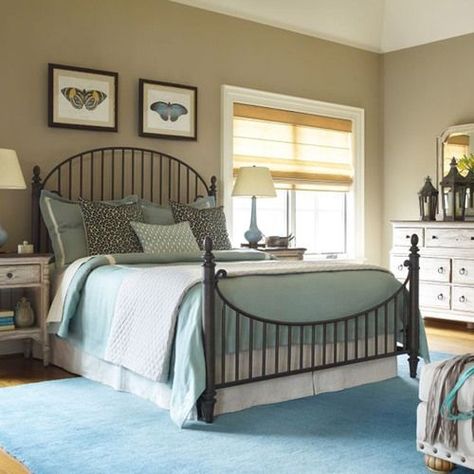 Weatherford Heather Catlins Queen Metal Bed - Complete | La-Z-Boy Round Finials, King Metal Bed, Queen Metal Bed, Metal Bedroom, Casual Dining Rooms, Curved Headboard, Kincaid Furniture, Scroll Work, Queen Bedroom