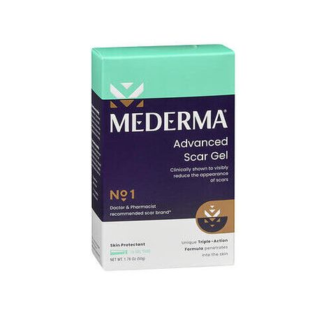 When ordering from the US, parcels may be subject to import tax and duty charges, which the buyer is responsible to pay. Mederma Advanced Scar Gel 50 Grams By Kaopectate This product data sheet is originally written in English. Mederma Advanced Scar Gel 50 Grams by Kaopectate Mederma Advanced Scar Gel 50 Grams by Kaopectate HerbsPro? Product Template Mederma Advanced Scar Gel 50 Grams by Kaopectate Item No: 223652 UPC: 810000318087 Shipped Weight: 0.45 lbs     Product Details Temporarily protects and helps relieve chapped or cracked skin. Effective treatment with cepalin botanical extract for old and new scars caused by: acne&comma; surgery&comma; burns&comma; injury. Unique triple-action formula penetrates beneath the surface of the skin to help: collagen production&comma; cell renewal&co Mederma Advanced Scar Gel, Heal Wounds Faster, Product Template, Skin Care Cleanser, Cracked Skin, Beneath The Surface, Collagen Production, Lip Kit, Clean Skincare