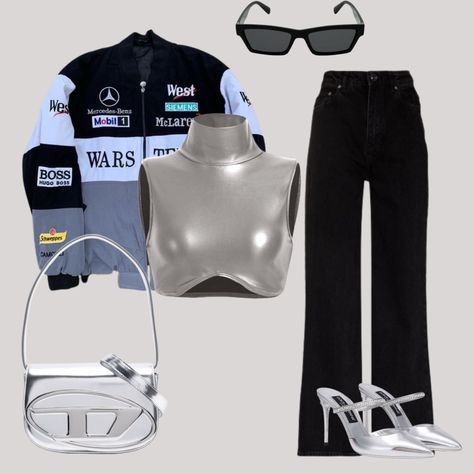 Lewis Hamilton Inspired Outfits, Mercedes F1 Outfit Women, Formula 1 Outfit Women Mercedes, Lewis Hamilton Clothes, Formula 1 Women Outfit, Mercedes Racing Jacket, F1 Outfit For Women Mercedes, Mercedes F1 Outfit, F1 Shirt Outfit