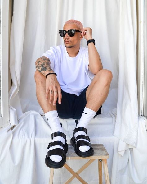 GIO | Content Creator on Instagram: “Socks n Sandals #drmartensofficial . ⠀ ——————————————————- • #minimalarchive #nclgallery #pauseshots #backtominimal #pauseonline #paqpics…” Sandals With Socks Outfit Men, Sandals With Socks Outfit, Sandals Outfit Men, Socks Outfit Men, Planner March, Japan Tourist, Outfit Reference, Lifestyle Board, Streetwear Inspo