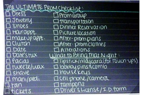 Prom Checklist, Prom Essentials, Prom Prep, Prom Tips, Prom 2k17, Prom Planning, Prom 2015, Prom 2014, Prom Inspiration