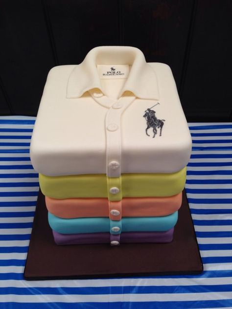 Sam Priddle’s turning a teenager cake. Loves his Ralph Lauren shirts Polo Shirt Cake, Super Torte, Cake Design For Men, Shirt Cake, Torte Cupcake, Gray Wedding, Cakes For Men, Cake Gallery, Novelty Cakes