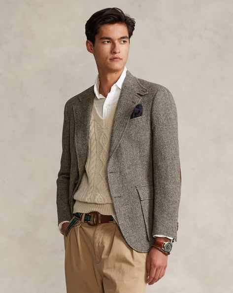 The RL67 Jacket Sport Coat Outfit, Jacket Drawing, Tweed Sport Coat, Herringbone Jacket, Ralph Lauren Blazer, Herringbone Blazer, Mens Sport Coat, Mens Workwear, Sports Blazer