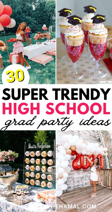 Night Time Graduation Party Ideas, Catering Ideas For Graduation Party, Graduation Party Cakes High School, Graduation Party 2024 Ideas, High School Grad Ideas, Graduation Event Ideas, Best Grad Party Ideas, Graduation Party For Two Graduates, Ideas For High School Graduation Party