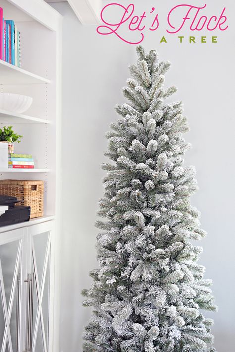 DIY Flocking a Tree The hustle and bustle of the holiday season has come and gone, but today we are going to chat about one decorative detail that was a really ... Frosted Christmas Tree, Flocked Trees, Antique Finds, A White Christmas, Flocked Christmas Trees, Artificial Tree, Farmhouse Christmas Decor, The Hustle, Diy Christmas Tree