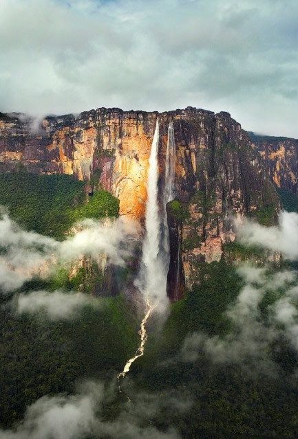 Angel Falls in Venezuela (Spanish: Salto Ángel; Pemon language: Kerepakupai Vená, meaning "waterfall of the deepest place" Angel Falls Venezuela, Mount Roraima, Angel Falls, Paradise Falls, Air Terjun, Beautiful Waterfalls, Nature Images, Fallen Angel, Wildlife Photography