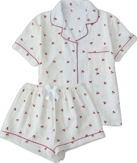 Cute Pjs, Matching Pjs, Cute Pajama Sets, Plus Lingerie, Bow Shorts, Cute Pajamas, Cherry Print, Sleepwear Sets, Lounge Shorts