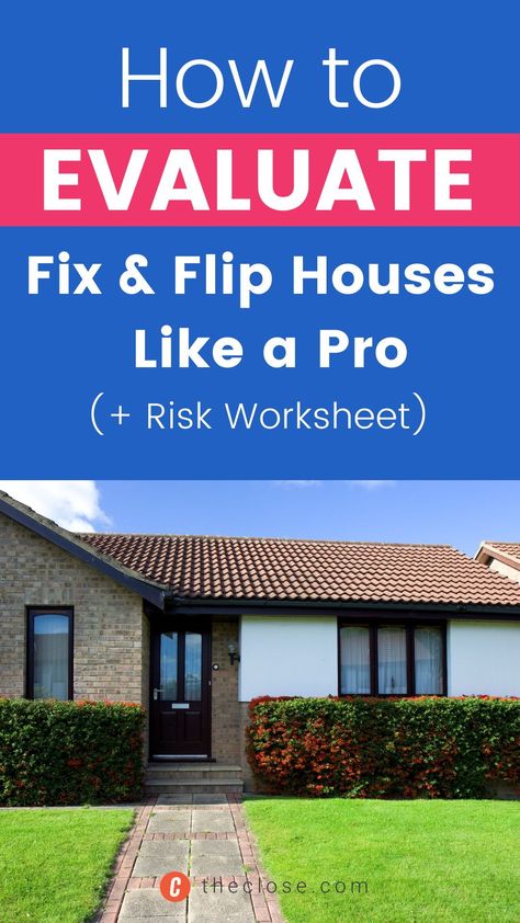 We came up with a proven process that anyone can use to assess fix-and-flip opportunities. We will walk you through Property Evaluation Process that can be used to evaluate fix-and-flip projects and determine the right offer price using our Fix-and-Flip Property Risk Worksheet. Make a copy of the worksheet, then read on to learn how to thoroughly evaluate your next fix-and-flip project. Fix And Flip Houses Ideas, Fix And Flip, Flip Houses, Real Estate Education, Flipping Houses, Like A Pro, Things To Know, Real Estate Agent, Real Estate