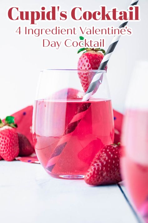 Cupid's Cocktail - A fun and festive Valentine's Day cocktail made with just 4 simple ingredients! This drink is sure to be a new favorite! Valentines Day Drinks | Valentines Day Cocktail | Cocktail Recipe | Valentines Day Recipes #cocktail #valentinesday Valentine Punch Recipe, Drinks Valentines Day, Peppermint Simple Syrup, Valentines Day Drinks, Valentines Cocktails Drink Recipes, Valentines Drinks Alcoholic, Galentines Cocktails, Cocktail Snacks, Valentine Drinks