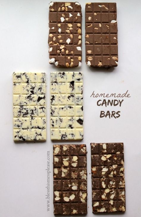 homemade candy bars Candy Bar Recipes, Chocolate Dessert Bar, Mr Goodbar, Homemade Peppermint Patties, Homemade Candy Bars, Candy Bar Recipe, Homemade Chocolate Bars, Butterfinger Candy, Make Your Own Chocolate