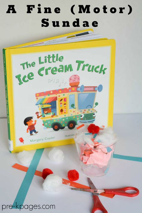 Ice Cream Theme Fine Motor Activity Book And Craft, Kids Food Crafts, Ice Cream Crafts, Activity For Preschool, Pre K Pages, Ice Cream Sundaes, Fine Motor Activity, Ice Cream Day, Ice Cream Theme